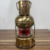 Nippon Sento Brass And Copper Red Fresnel Lens Oil Lantern-back