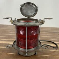 Vintage VEB Fortschritt Landmaschinen Galvanized 360 Degree Red Fresnel Lens Running Light