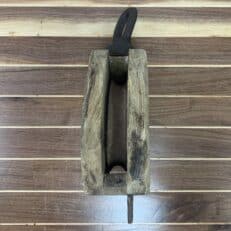 Vintage Single Rope Wooden Block Pulley With Hook