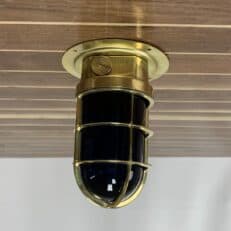 Blue Globe Brass Engine Room Ceiling Light