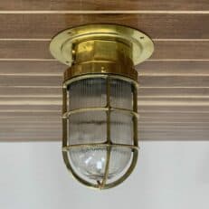 ITEM #P3-13S Brass Engine Room Ceiling Light With Ribbed Globe