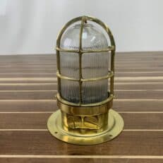 Brass Engine Room Ceiling Light With Ribbed Globe