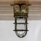 Vintage Brass Ceiling Light With Bent DAEYANG Cage