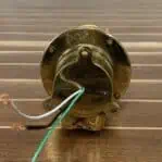 Vintage Brass Ceiling Light With Tinted Blue Glass Globe