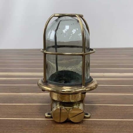 ITEM #P3-49B Vintage Brass Ceiling Light With Tinted Blue Glass Globe 05 Vintage Brass Ceiling Light With Tinted Blue Glass Globe