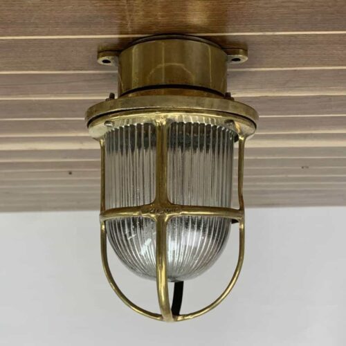 Vintage Ceiling Light With Shorter Ribbed Glass Globe