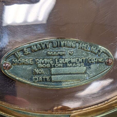 Mark V Morse Reproduction US Navy Diving Helmet 05 Mark V Morse Reproduction US Navy Diving Helmet Plate Manufactuer