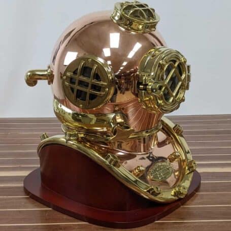 Mark V Morse Reproduction US Navy Diving Helmet 07 Mark V US Navy reproduction dive helmet Side View