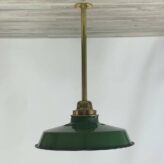 P9-15 Reclaimed Polished Brass Light With Green Enamel Shade 02
