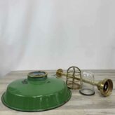 P9-15 Reclaimed Polished Brass Light With Green Enamel Shade 10