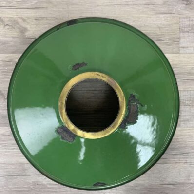 P9-15 Reclaimed Polished Brass Light With Green Enamel Shade 12