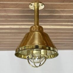Reclaimed Polished Brass Ceiling Light With Shade 5-23