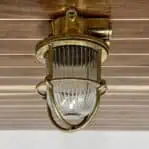 Ribbed Globe Brass Maritime Ceiling Light