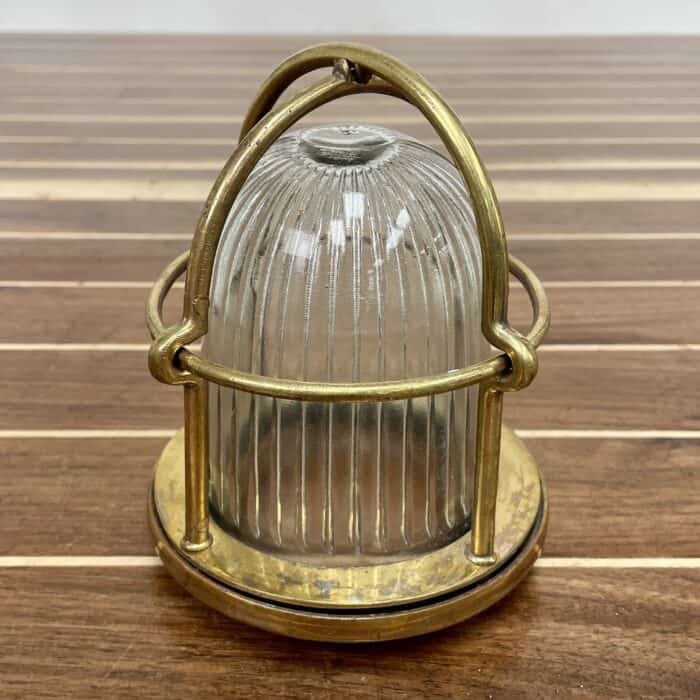 Ribbed Globe Brass Maritime Ceiling Light
