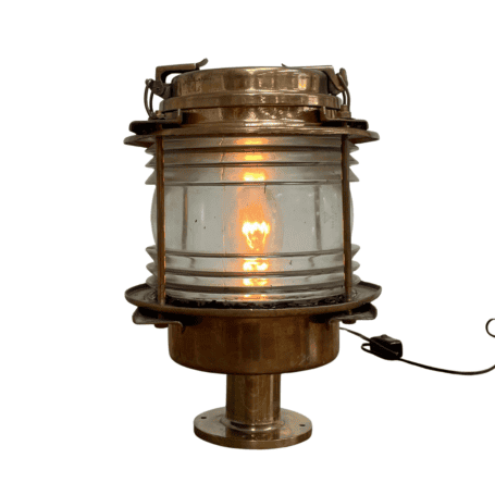 Salvaged Brass Nautical Post Light - Indoor Use Only 01 Brass nautical post light illuminated with indoor wiring