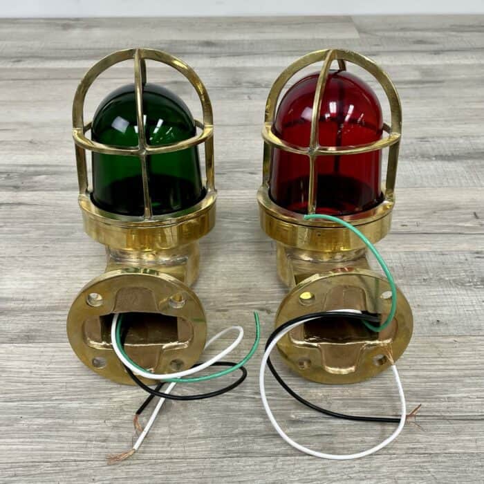 Set Of Two Small Brass Marine Navigation Wall Lights- Port and Starboard