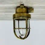 Small Vintage Brass Single Conduit Brass Ceiling Light