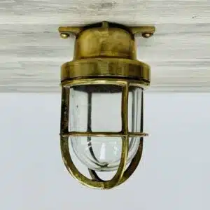 Small Vintage Brass Single Conduit Brass Ceiling Light