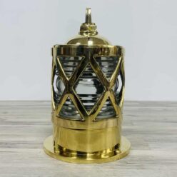 Solid Brass European Style Nautical Piling Post Light With Fresnel Lens