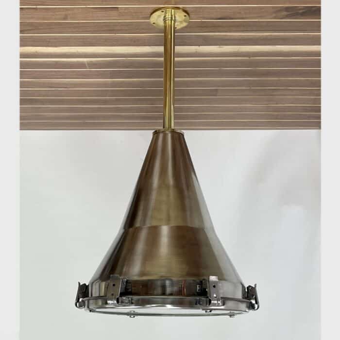 Stainless Steel Nautical Pendant Light With Brass Down Rod
