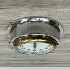 Stainless Steel Seiko Nautical Wall Clock With Brass Accents - Vintage