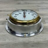 Stainless Steel Seiko Nautical Wall Clock With Brass Accents - Vintage