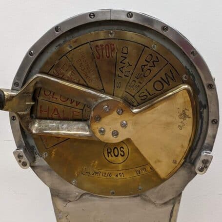 Unique Salvaged Aluminum and Brass Engine Order Telegraph 03 Unique Salvaged Aluminum and Brass Engine Order Telegraph 03
