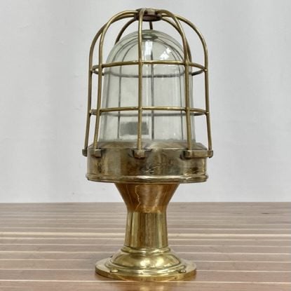 Vintage Brass Caged Nautical Piling Post Light 5-23