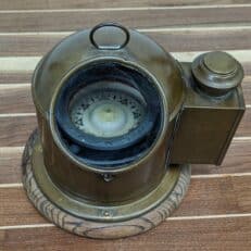 Vintage Brass Great Lakes Compass on Wood Mount 02