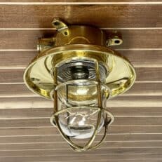 Vintage Engine Room Ceiling Light With 7.5 Brass Shade