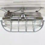 Vintage German Aluminum Caged Ceiling Light