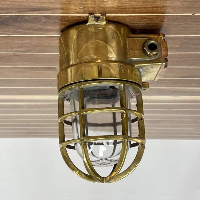 Vintage Industrial Brass German Ceiling Light