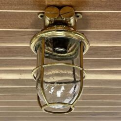 Vintage Long Globe Brass Maritime Ceiling Light