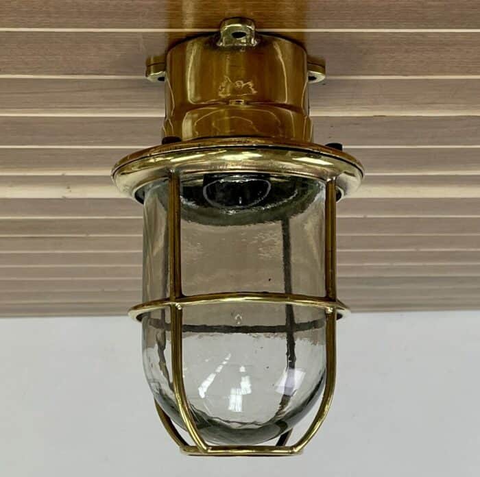 Vintage Long Globe Brass Maritime Ceiling Light