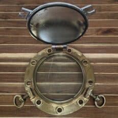 Vintage Polished Brass Ships Porthole with Chrome Plated Steel Cover 04