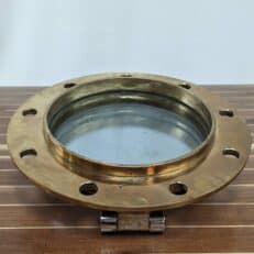 Vintage Polished Brass Ships Porthole with Chrome Plated Steel Cover 06