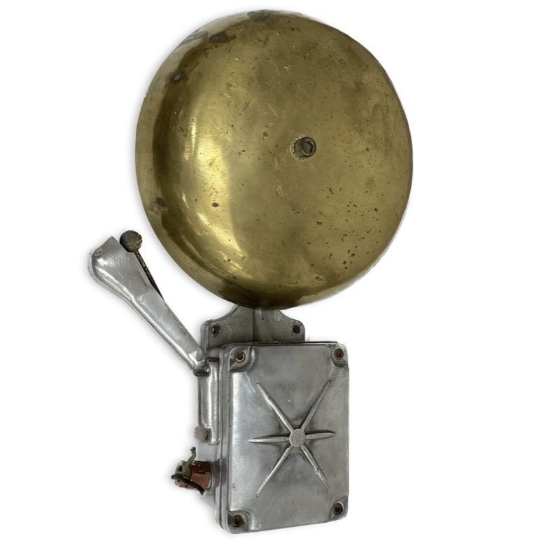Vintage Salvaged Electric Aluminum And Brass Ship's Alarm Bell