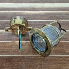 Vintage Thick Brass Ceiling Light With Ribbed Glass Globe 04