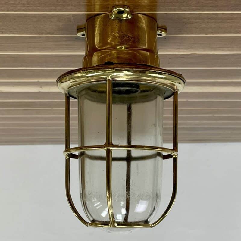 Vintage Thin Globe Brass Maritime Ceiling Light