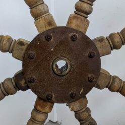 Weathered 43 inch Wooden Ferry Ships Wheel 0002