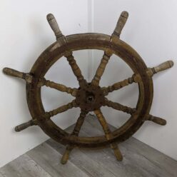 Weathered 43 inch Wooden Ferry Ships Wheel 0003