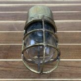 Weathered Solid Brass Dock Light-With Broken Cage