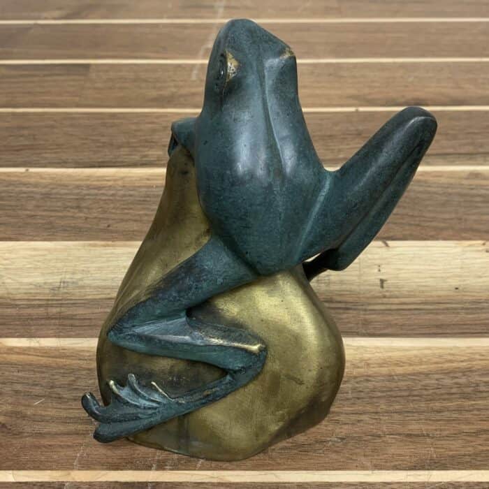 Solid Brass Frog On a Rock