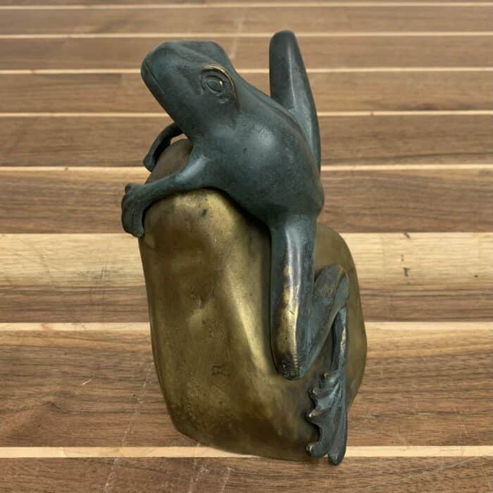 Solid Brass Frog On a Rock