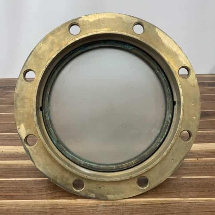 Vintage Polished Brass Nautical Ships Porthole With Frosted Glass 18 Inch
