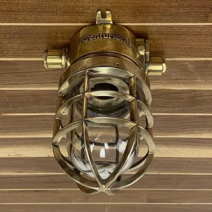 Vintage CENTURION Brass Ceiling Light With Side Conduits