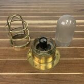 Brass Engine Room Ceiling Light With Frosted Globe