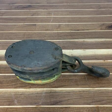 Vintage Double Wood Block Pulley-Great Lakes Vintage Double Wood Block Pulley-Great Lakes