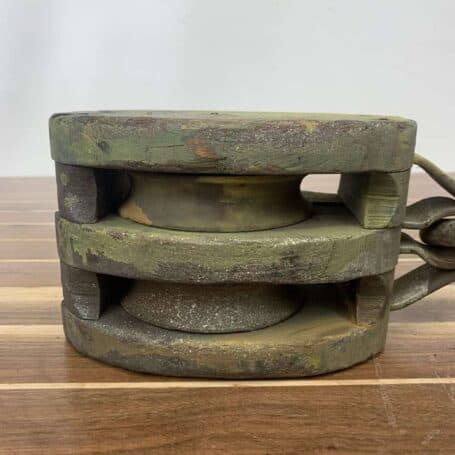 Vintage Double Wood Block Pulley-Great Lakes Vintage Double Wood Block Pulley-Great Lakes