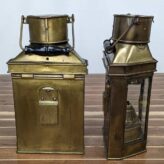 Pair of Vintage Brass Oil Lanterns by Eli Griffith & Sons-side view